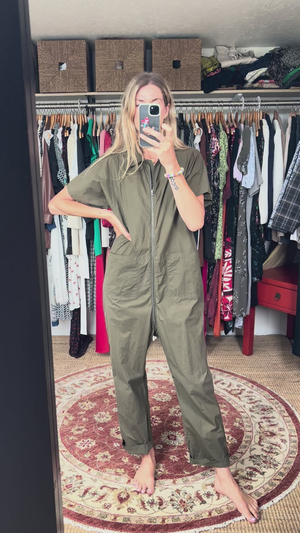 Rachel Comey Army Green Poplin Barrie Zip Up Boiler Suit Jumpsuit 100% Cotton Oversized Loose Fit