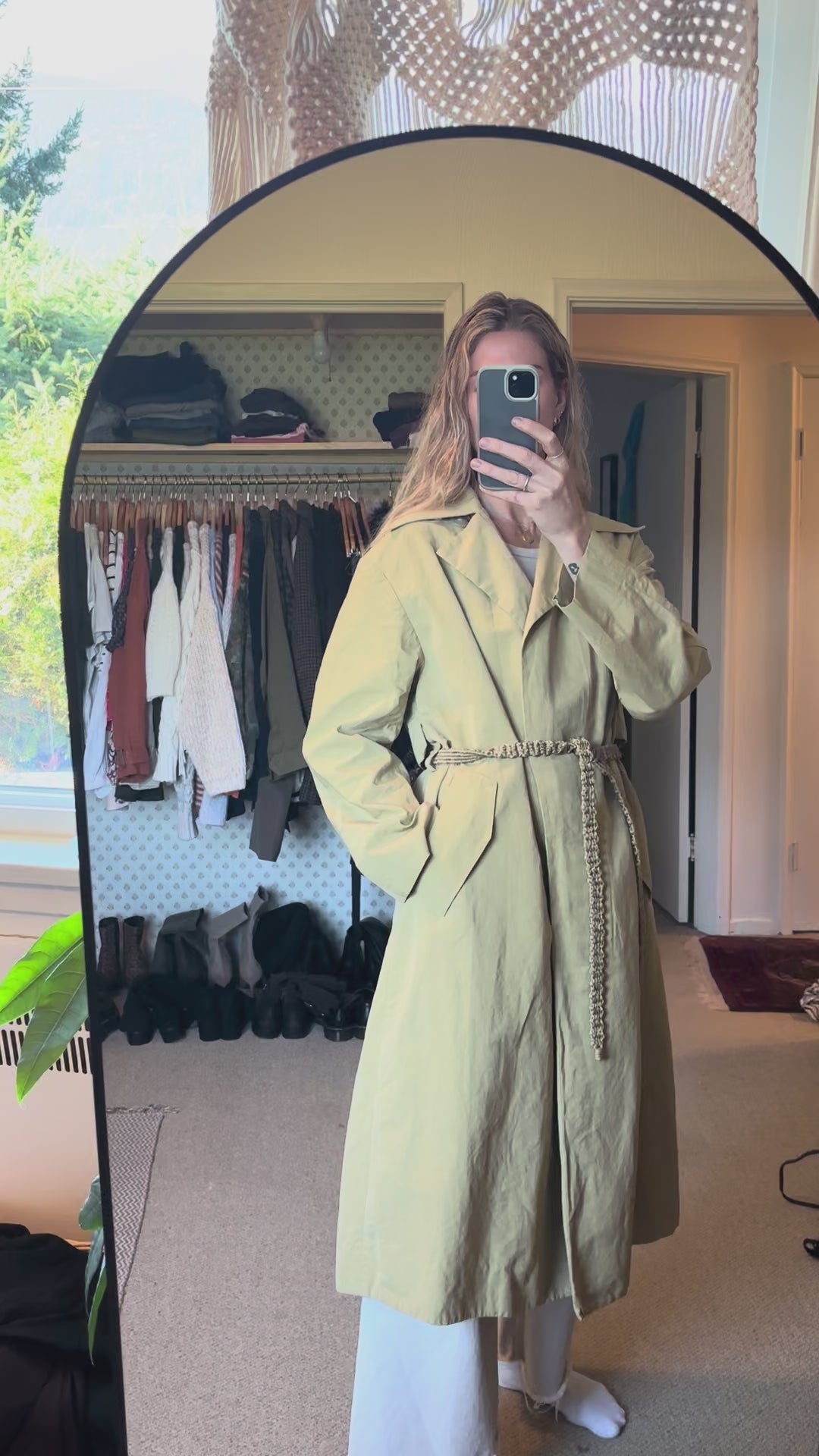 Vince Organic Cotton Khaki Tan Trench Coat Jacket