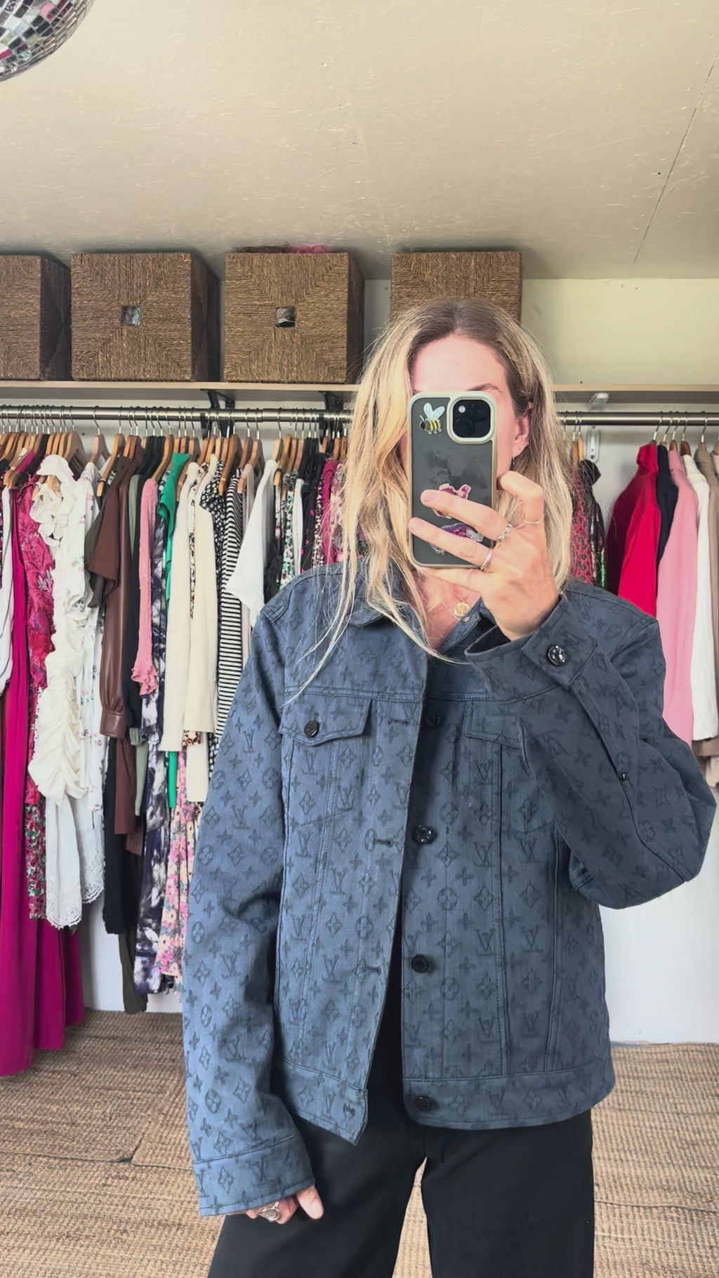 Authentic 2019 Louis Vuitton Blue Monogram Denim Button Front Trucker Jacket