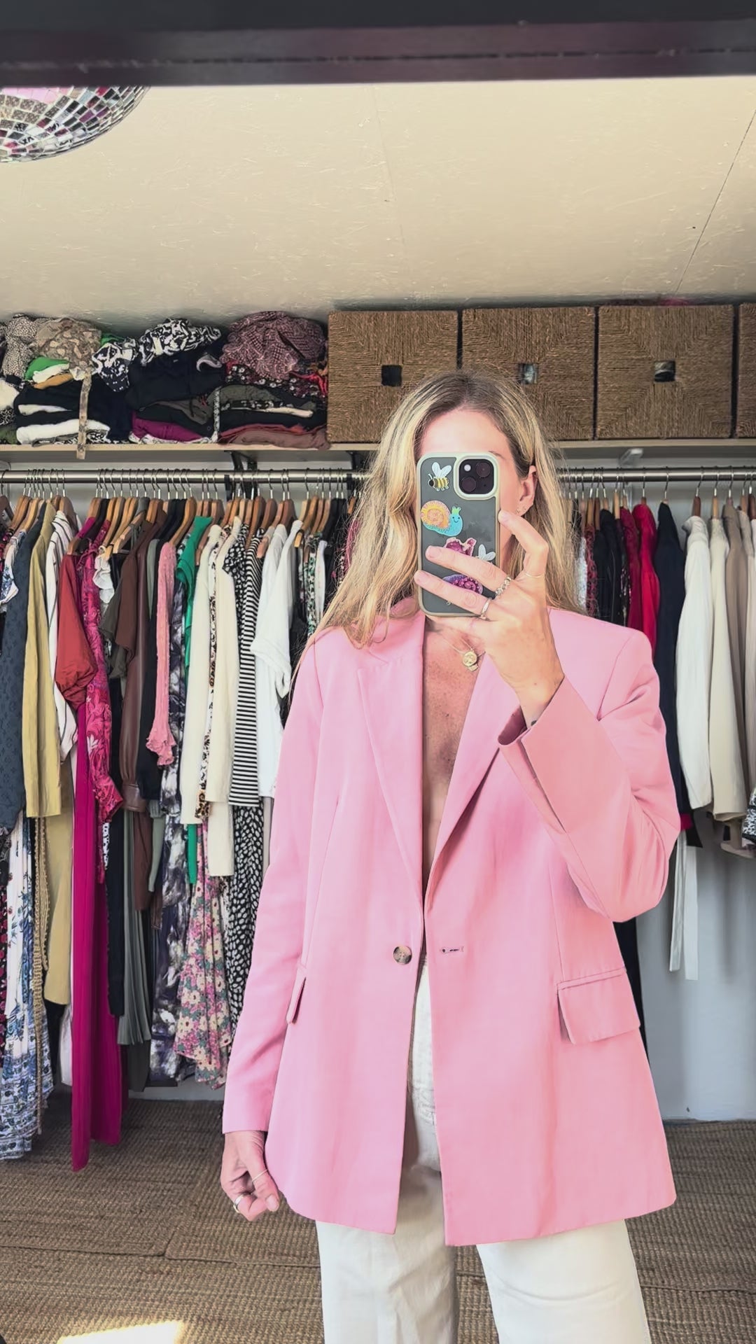 Zara Blush Rose Pink Oversized Linen Blend Single Button Tailored Blazer Jacket