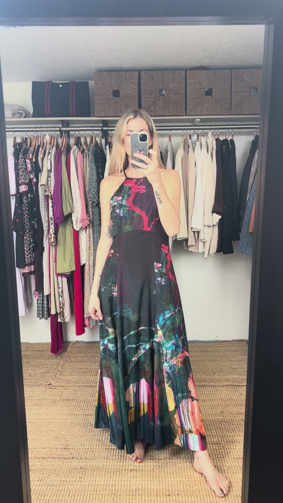 Anthropologie Moulinette Soeurs Vetements Cadence Sleeveless Multicolour Halter Floral Print Maxi Dress
